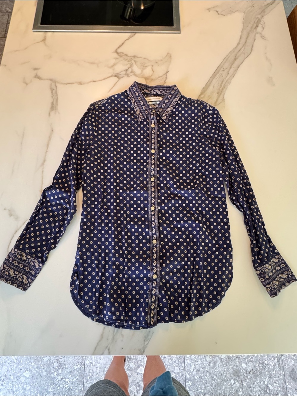 Isabel Marant Navy Printed Button-Down Shirt